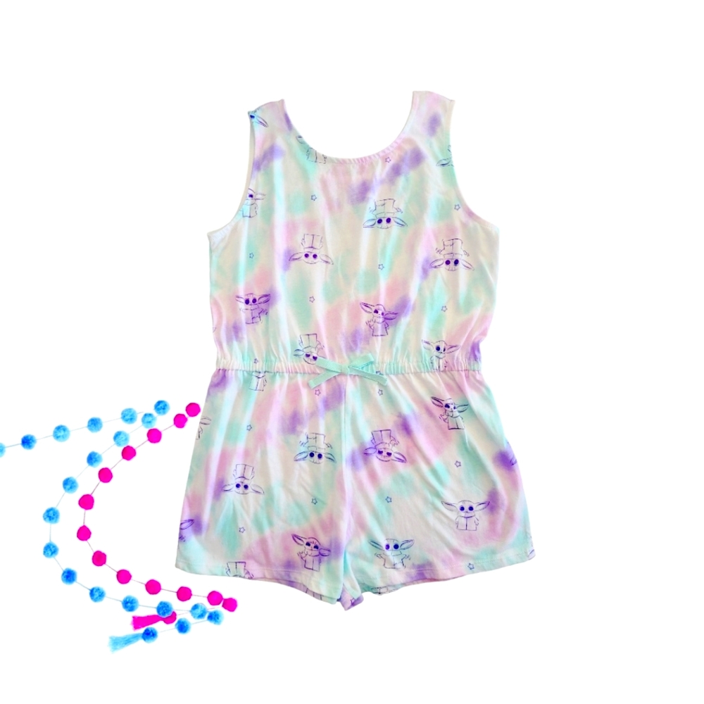 Girl's Baby Yoda Tie-Dye Romper